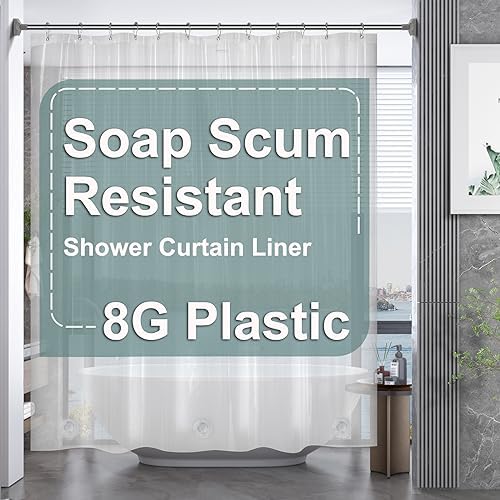 AmazerBath Crystal Clear Shower Curtain Plastic, Heavy Duty Shower Curtain 72x72 by AmazerBath