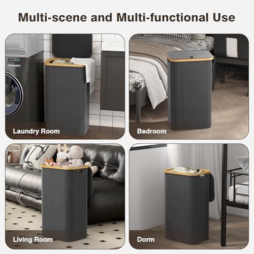 Bathola Laundry Hamper with Lid, Laundry Basket with Removable Bag - Image 7