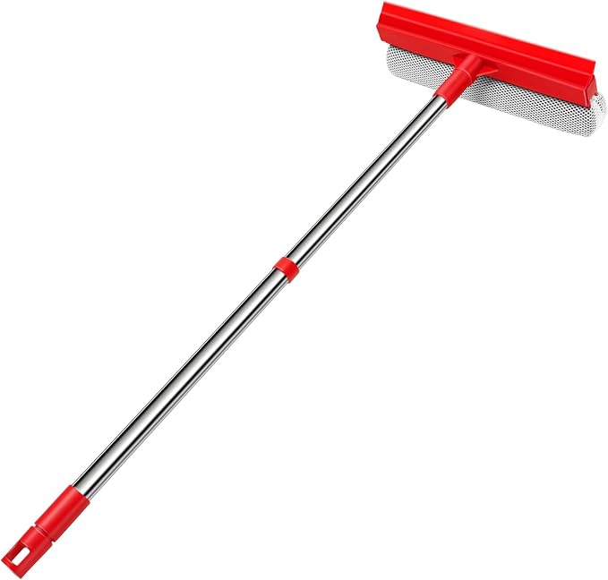 Window Squeegee with 18.5"-28.5" Retractable Handle, 2-in-1 Squeegee by Unknown
