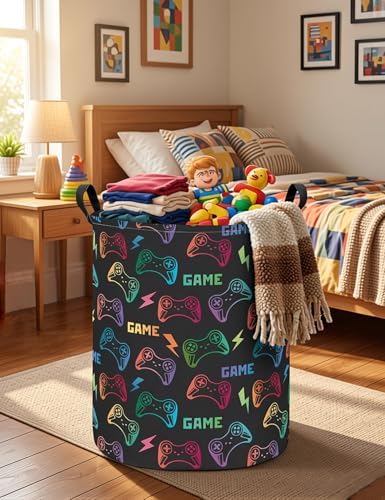 Round Collapsible Game Controller Laundry Hamper - Image 5