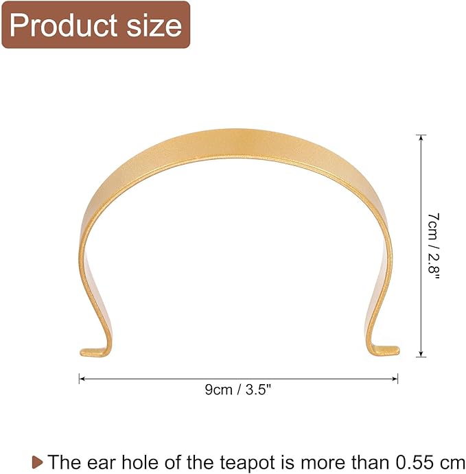 uxcell Metal Tea Pot Handle External Buckle Teapot U-Shape Handle Replacement for Span 2.8-3.5 Inch Ceramic Pottery Teapot Kettle Accessories Supplies, Gold