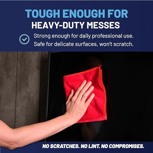 MW Pro Microfiber Cleaning Cloth | Red | Size 16" x 16" | All Purpose - Image 6