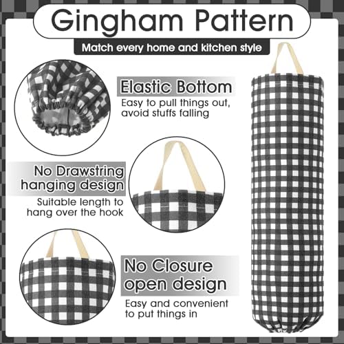 Gingham Plastic Bag Holder for Grocery Bag - Image 4