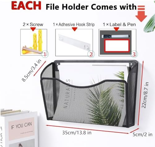 Magnetic File Book Holder Folder Mail Binder Organizer Wall Basket Bins - Image 3