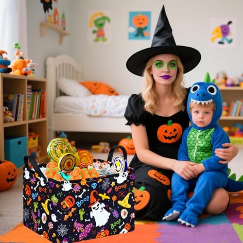 MAIZMZ Halloween Storage Basket Pumpkin Ghost Gift Basket - Image 3