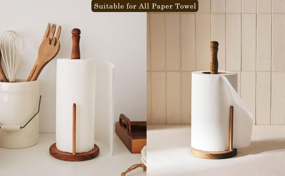 Wood Paper Towel Holder, Vintage Wooden Countertop Paper Towel Holders - Image 4