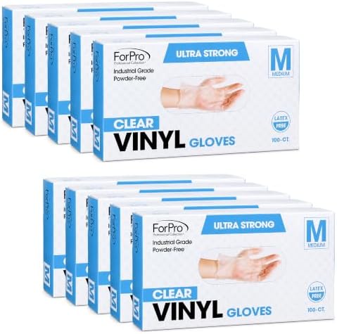 ForPro Disposable Vinyl Gloves, Industrial Grade, Powder & Latex Free, by ForProProfessionalCollection