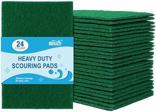 HOMEXCEL Heavy Duty Scouring Pads, 24 Pack Green Scrub Pads by HOMEXCEL
