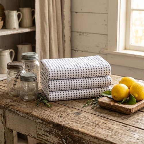Urban Villa Kitchen Towels Cotton Dish Towels 20”x30” Iblue White - Image 4