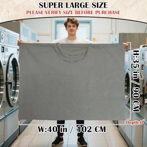 Canvas Laundry Bag 40"W x35"H, Extra Large Heavy Duty Storage Bag, XXL Grey - Image 2