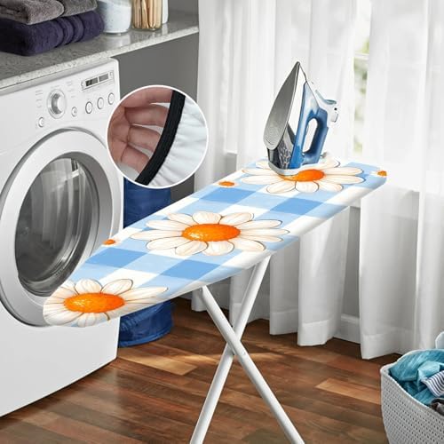 Nuxovilar Blue Gingham Daisies Ironing Board Cover 15x54 Polyester - Image 6