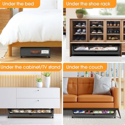 Under Bed Storage with Wheels 3Pack Storage Containers with Clear Window - Image 7