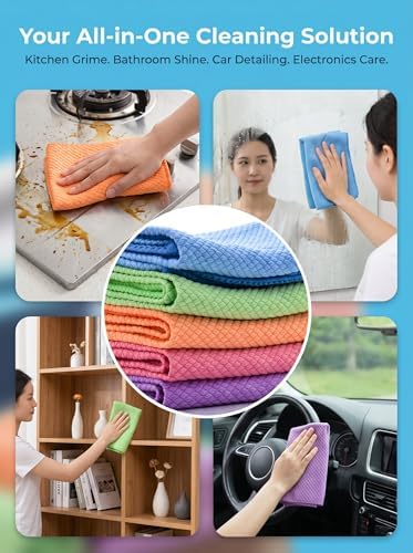 5 Pack Fish Scale Cleaning Cloths, Lint Free Microfiber Polishing Towels - Image 6