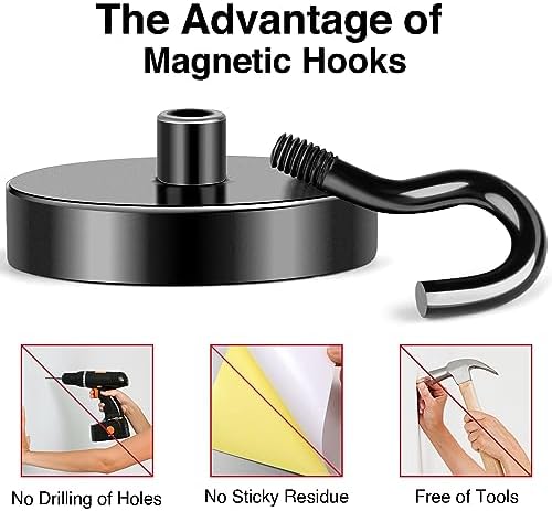 MIKEDE Magnetic Hooks Heavy Duty 150LB+ Strong Black Magnets Hook - Image 4