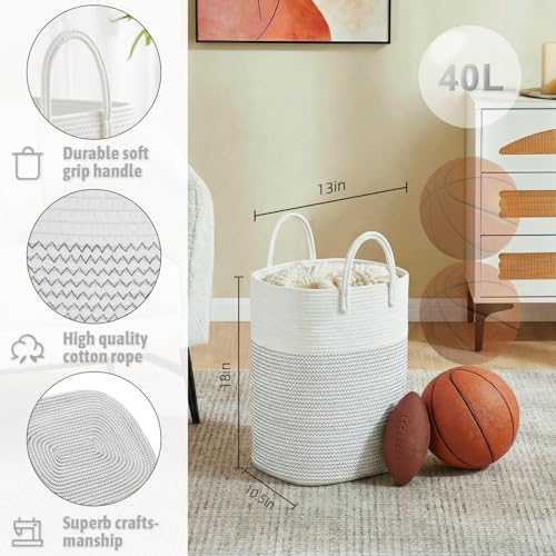 Artfeel Laundry Basket, Woven Cotton Rope Laundry Hamper, 40L Versatile Storage - Image 2