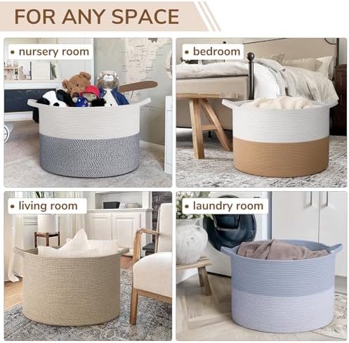 INDRESSME 115L Extra Large Woven Wicker Blanket Basket Living Room - Image 4