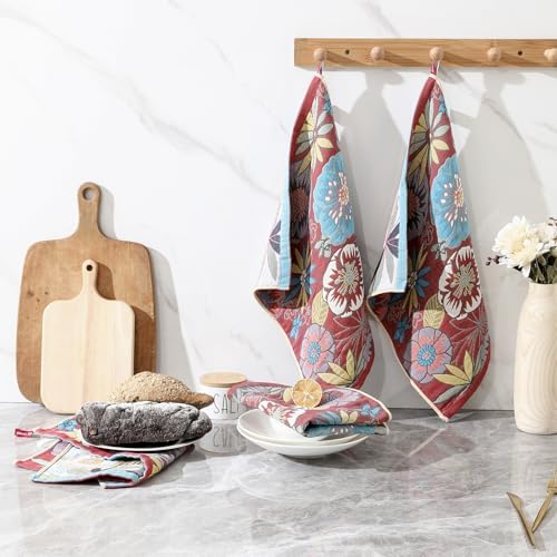 Set of 4 Cotton Floral Kitchen Towels - Image 5