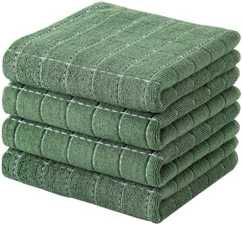 Kitinjoy 100% Cotton Terry Kitchen Towels, 13”x 28”, Grass Green by Kitinjoy