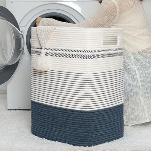 80L Large Cotton Rope Laundry Basket - Image 4