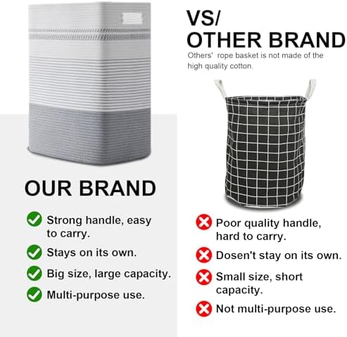 80L Large Cotton Rope Laundry Basket - Image 6