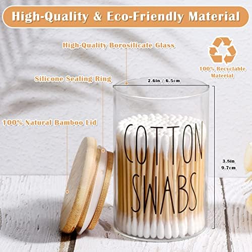 ROADPLUM Qtip Holder Bathroom Set, 4 Pack 10 oz Glass Bathroom Jars - Image 2