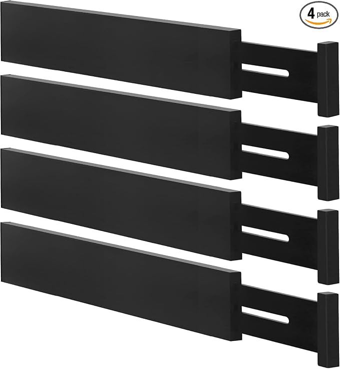 Bamboo Drawer Dividers, Adjustable Drawer Organizers, Fits 12.6–16" Drawers | by Ryqtop