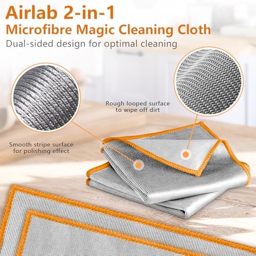Airlab Glass Polishing Streak Free Miracle Cleaning Cloth, Sliver-Orange - Image 4