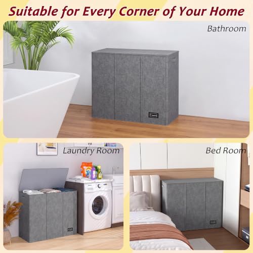 175L Laundry Hamper 3 Section, Large Laundry Hamper - Image 7