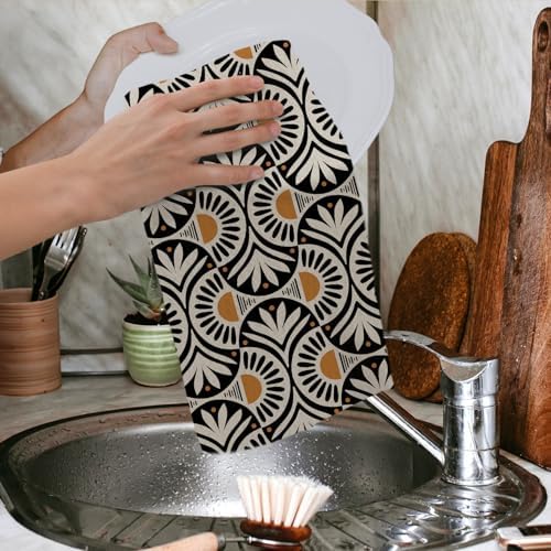 Abstract Boho Floral Kitchen Towels, Mid Century Modern Flower Dish Tea Towels - Image 4