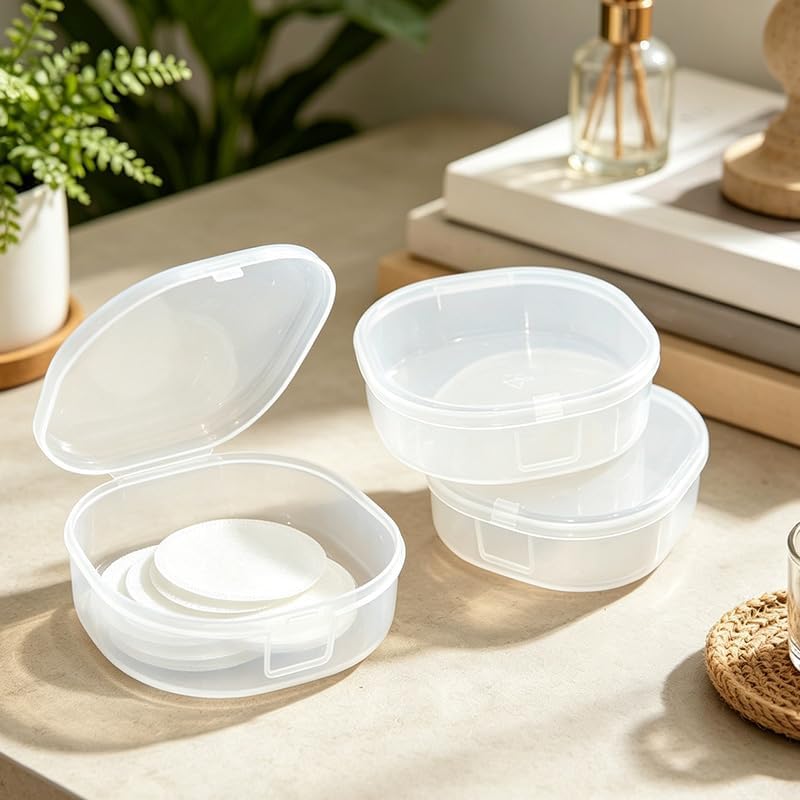 4Pcs Plastic Cotton Pads Holder, Portable Travel Dispenser - Image 4