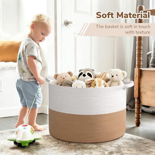 INDRESSME 115L Extra Large Woven Rope Blanket Basket Living Room - Image 6