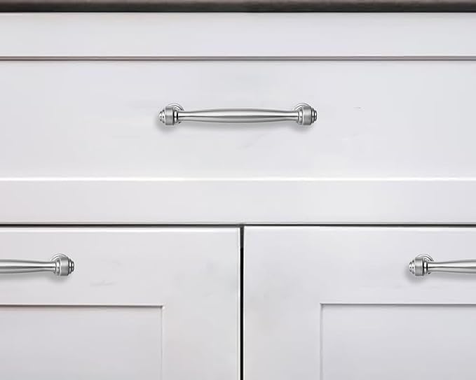 khtumeware 10 Pack 6-1/4 Inch(160mm) Brushed Satin Nickel Cabinet Pulls Kitchen Cabinet Handles Cabinet Hardware for Cupboard Drawer Handles Dresser Pulls