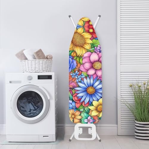 Boho Floral Print Ironing Board Cover and Pad 15x54 Inch Standard Ironing Board - Image 3