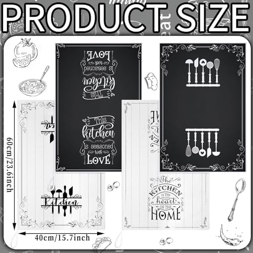 Bencailor 6 Pcs Black and White Kitchen Towels Decorative Sets Dish Towels - Image 3