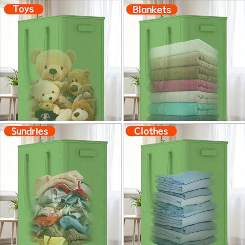 Slim Laundry Hamper with Wheels, 20 Gal Rolling Laundry Basket with lid and - Image 6