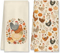 Fall Farmhouse ChickenKitchen Towels 16x24 Inch Set of 2 by HUGANE