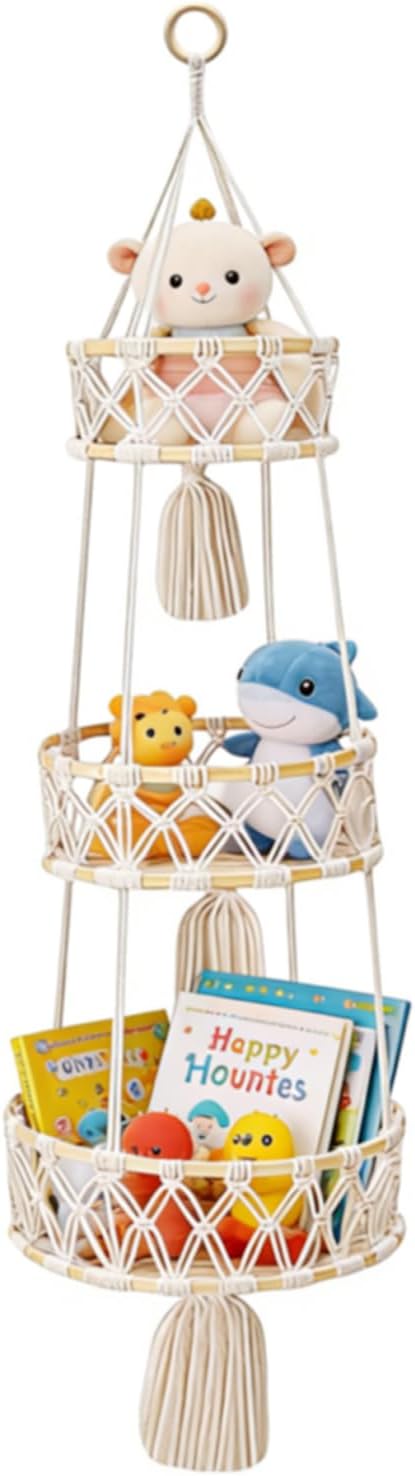3-Tier Macrame Hanging Basket for Fruit & Vegetables by Unknown
