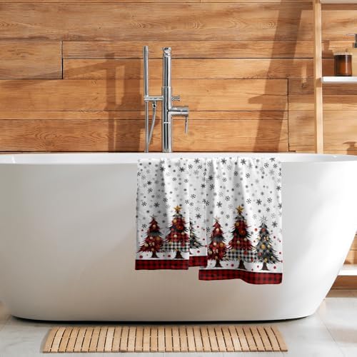 Merry Christma Hand Towels Set of 2 Xmas Trees Snowflake Decorative Towel - Image 7