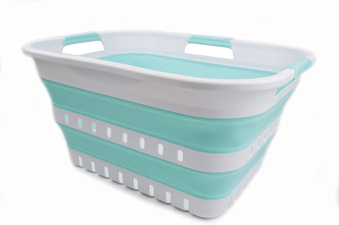 SAMMART 30L Collapsible 3 Handled Plastic Laundry Basket by SAMMART