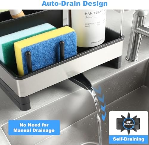 Sponge Holder for Kitchen Sink Caddy Organizer, Dish Brush Holder - Image 3