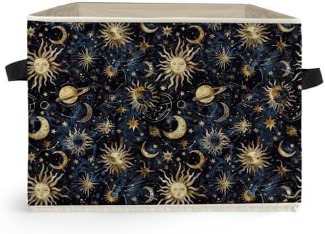 Boho Witchy Sun and Moon Storage Box Bins, Mystical Celestial Space Galaxy by Unknown