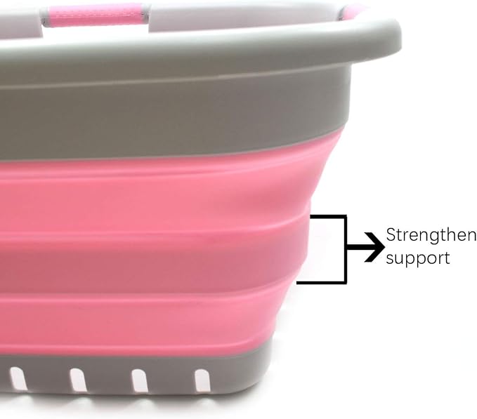 SAMMART 41L Set of 2 Collapsible 3 Handled Plastic Laundry Basket-Foldable Pop - Image 4