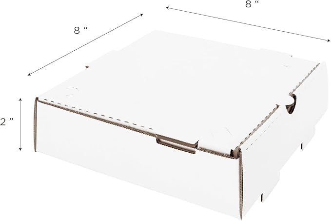 Karat Pizza Boxes 8" x 8" [50 Pack] White Corrugated Boxes | Ventilated, Grease-Resistant, Durable for Pizza or Mailing Use
