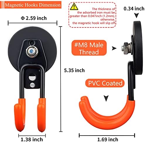 MUTUACTOR Magnetic Hooks Heavy Duty, Strong Anti-Slip Rubber Coated Magnet - Image 5