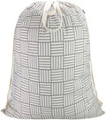Canvas Laundry Bag with Handles & Drawstring 30"Wx35"H, L+ Geometry Grid by CALACH
