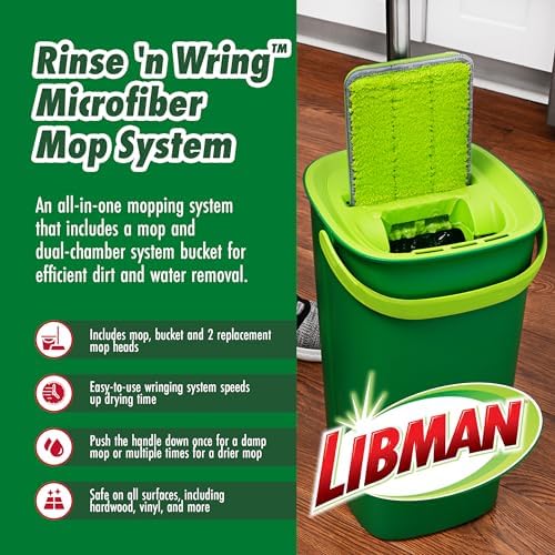 Libman Rinse 'n Wring Mop and Bucket System, 2 Microfiber Pads Included - Image 2
