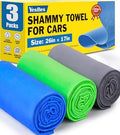 3 Pack Premium Chamois Towel for Car, 26”x17” Shammy Cloth for Car Drying by YesBes
