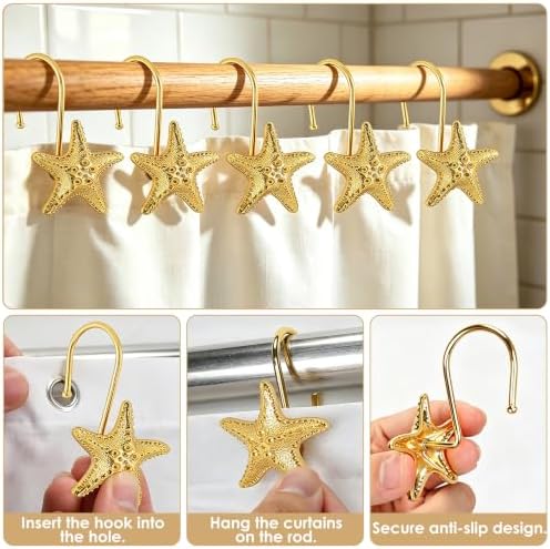 Metal Seashell Shower Curtain Hooks, Rust-Resistant Hooks - Image 4