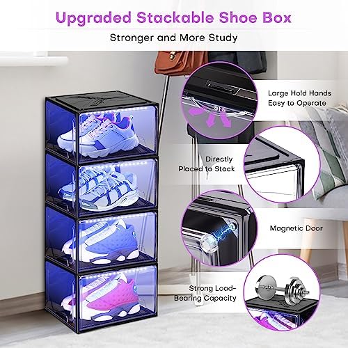 Oltraman LED Smart Shoe Boxes Display Case, Stackable Storage Organizers - Image 5