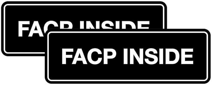 Signs ByLITA Standard FACP Inside Sign | Fire Safety Signage (Black) - Small 2 Pack